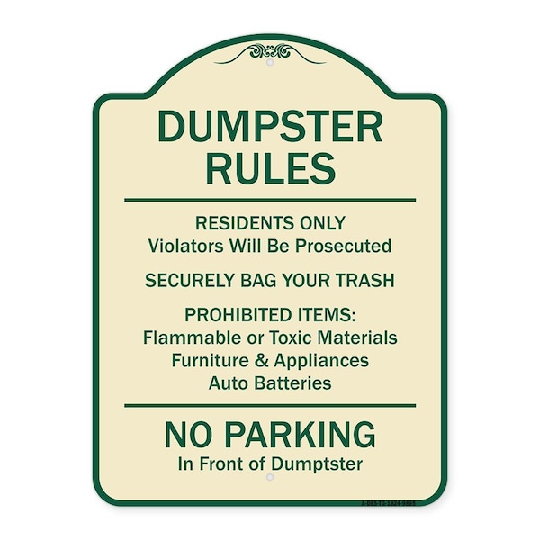 Signmission Designer Series-Residents Only Violators Prosecuted Bag Your Trash No Parking A-DES-TG-1824-9895 - main